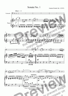 page one of Sonata para Cello. 1