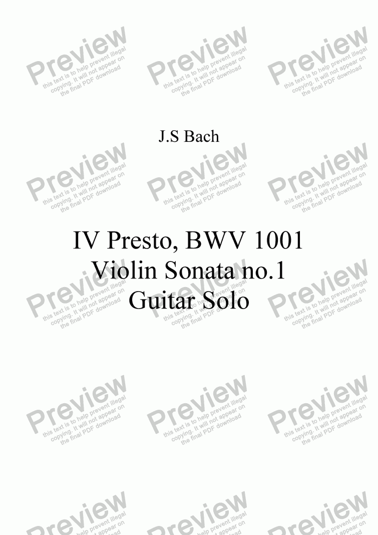 Bach Bwv 1001 Presto Guitar Pdf