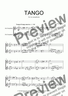 page one of Tango for Two Saxes