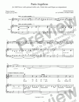 page one of Panis Angelicus [FRANCK] for SAB chorus with opt. Treble Solo, Violin, and Organ accompaniment