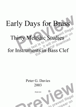 page one of Early Days for Brass (bass clef)