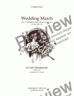 page one of Wedding March for easy piano trio