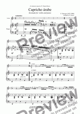 page one of Capricho árabe for violin and piano