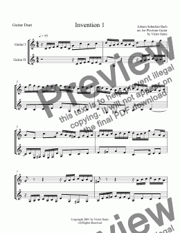 page one of J. S. Bach Invention 1 (plectrum guitar duet)