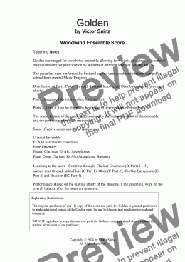 page one of  Golden (beginning to intermediate woodwind choir / ensemble - flexible instrumentation)