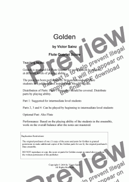 page one of  Golden (beginning to intermediate flute choir / quartet)