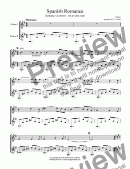 page one of Spanish Romance / Romance anónimo for easy guitar duet