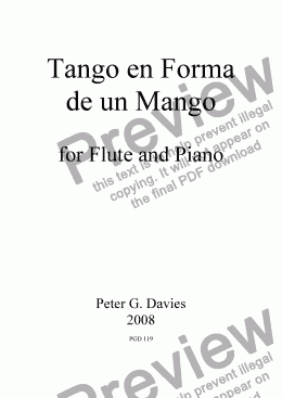 page one of Tango en Forma de un Mango for Flute and Piano