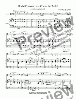 page one of Bridal Chorus from Lohengrin - Here Comes the Bride! for viola and easy piano