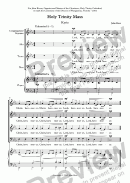 page one of Holy Trinity Mass (Congregation, SATB, Organ)