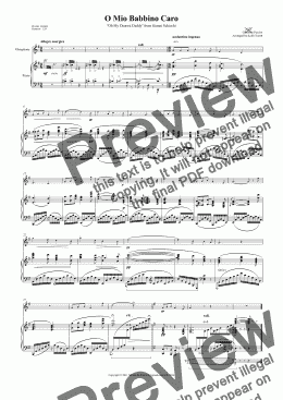 page one of O Mio Babbino Caro for Vibraphone & Piano