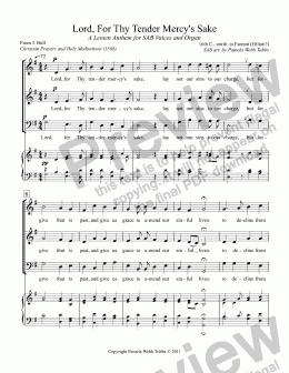 page one of Lord, For Thy Tender Mercy's Sake [FARRANT] Lent anthem for SAB voices arr. by Pamela Webb Tubbs