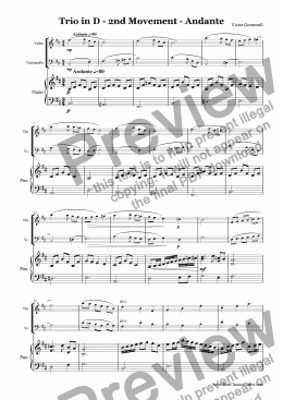 page one of Piano Trio in D major Op.8.  2nd Movement - Andante