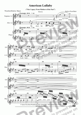 page one of American Lullaby - (S.S.A.A. version)