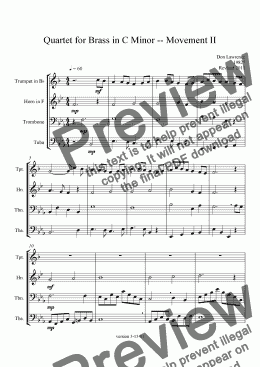 page one of Quartet for Brass in C Minor -- Movement II