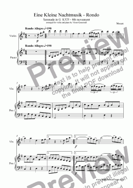 page one of Eine Kleine Nachtmusik - K525 - 4th mvt. Rondo