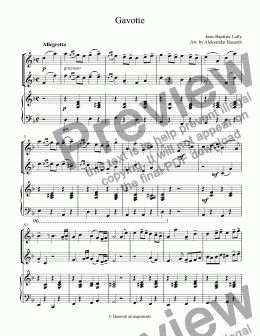 page one of Gavotte in D minor arr. for 2 Flutes & Piano