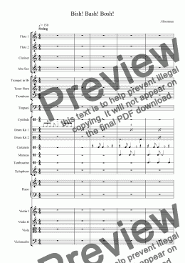 page one of SHORTMAN Bish! Bash! Bosh! (Original Concerto-style piece for 2 Drum Kits & Training Orchestra)