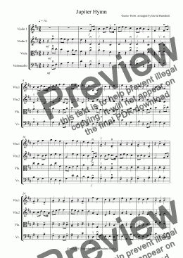 page one of Jupiter Hymn for String Quartet