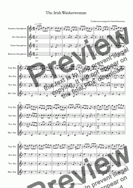 page one of The Irish Washerwoman for Saxophone Quartet