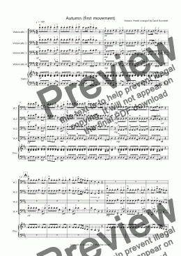 page one of Autumn "Four Seasons" For Cello Quartet