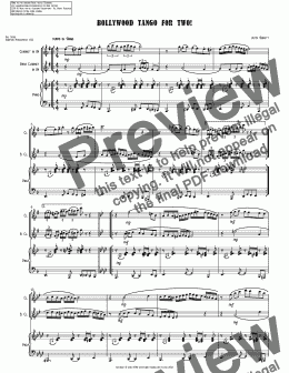 page one of Bollywood Tango for Bb Clarinet, Bb Bass Clarinet & Keyboard