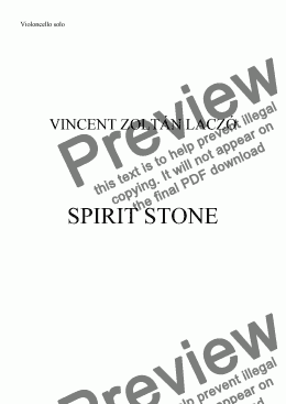 page one of SPIRIT STONE for Violoncello solo