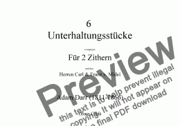 page one of 6 Unterhaltungsstücke für 2 Zithern (Bass Clef)