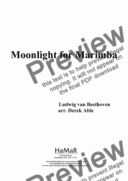page one of Moonlight for Marimba
