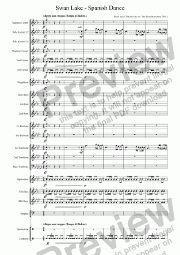 page one of BRASS BAND - Swan Lake - Spanish Dance