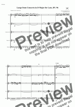 page one of Largo (from Lute Concerto in D Major) for Wind Quintet, RV. 96