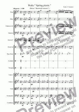 page one of Allegretto. Waltz. Spring picnic.  op.9  Kerim Z. Kaytazov. 2008.