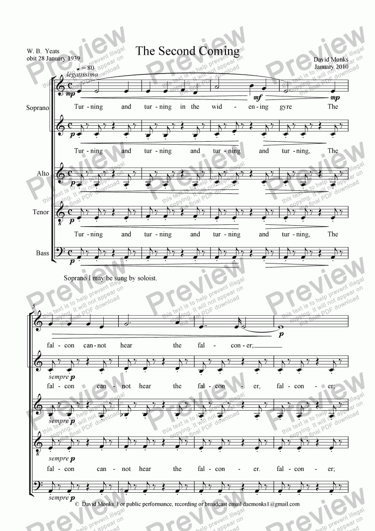 The Second Coming SSATB - Download Sheet Music PDF File