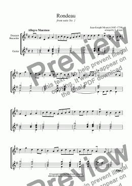 page one of Rondeau from suite No. 1 for descant recorder and guitar