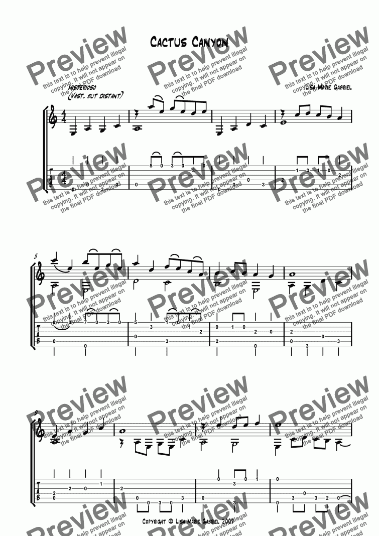 Cactus Canyon Fingerstyle Guitar Solo Download Sheet Music PDF   1 