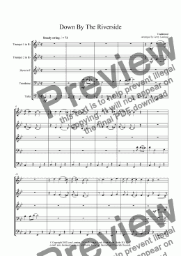 page one of Down By The Riverside (brass quintet) + mp3 file