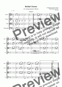 page one of Bridal Chorus for string Quartet (Short)