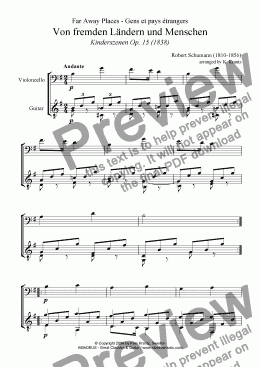 page one of Von fremden Landern und Menschen for violoncello and guitar