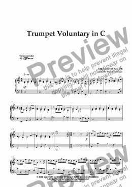 page one of Trumpet Voluntary in C (for small organ by J. Travers)