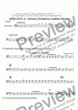 page one of 2009-2010 Jr. Honors String Bass Audition Music