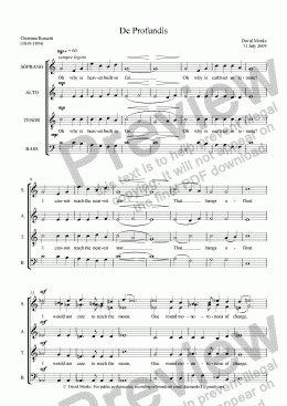 page one of De Profundis - SATB - Alternative Version